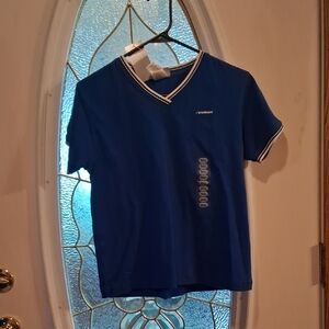 Vintage Reebok Royal Blue V-Neck Tee with White Accents
